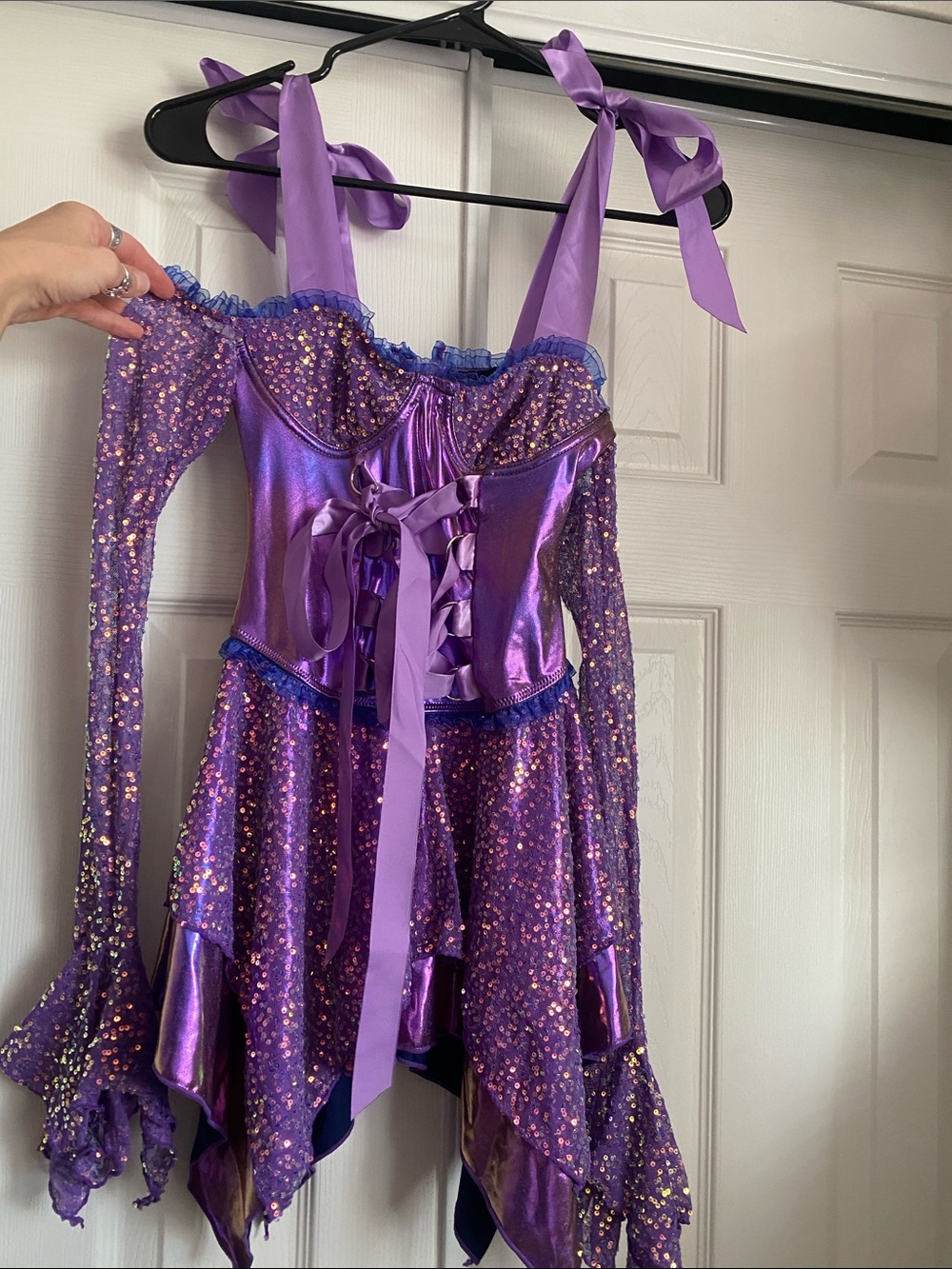 💜 Dolls Kill Sequin Corset Dress with Tie Shoulders Witch Halloween Costume